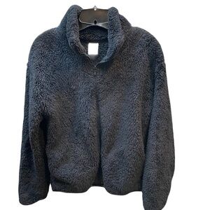 ❤️ PINK VICTORIA SECRET BLACK SHERPA ZIP-UP JACKET SIZE X- SMALL